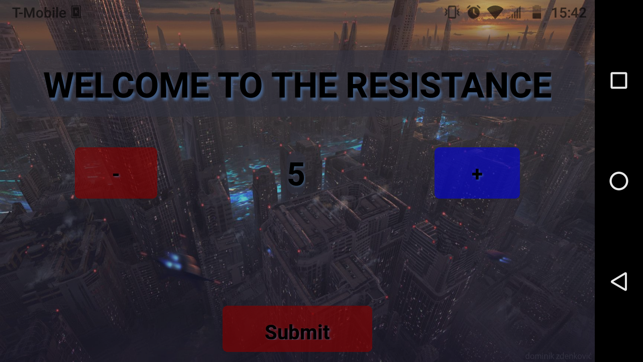 Resistance Display Setup Page